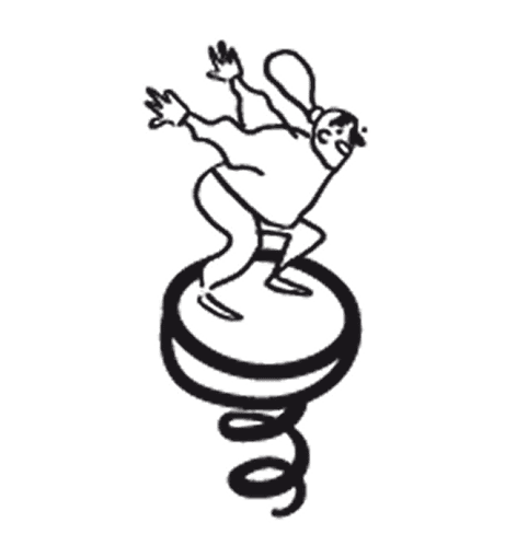 Figur die von einer Sprungfeder abspringt